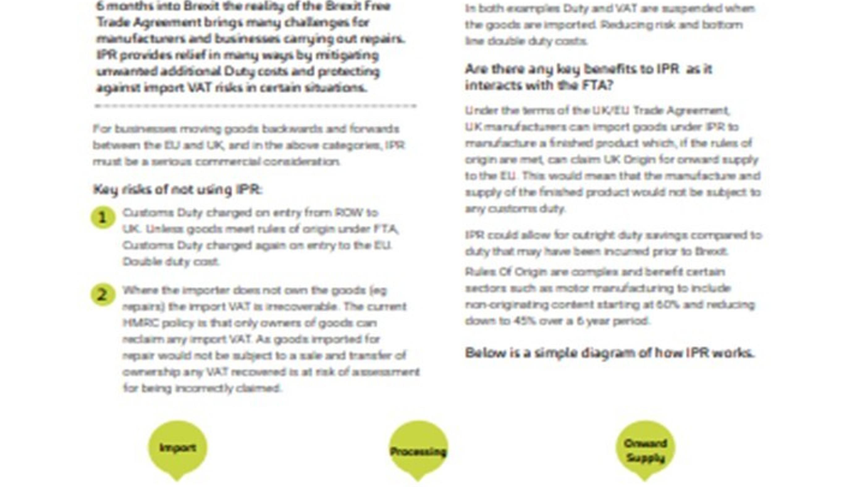 MHA | Focus On Inward Processing Relief
