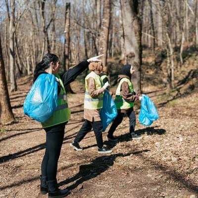 Volunteers with rubbish bags
