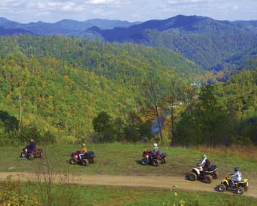 Riders pause to enjoy the views of southern West Virginia mountains