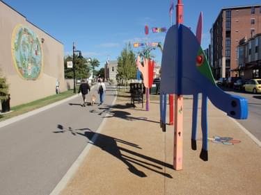 Public art is featured along the trail route