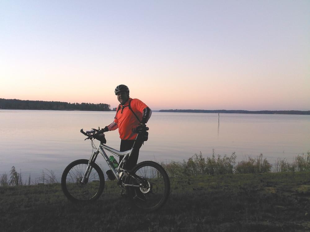 SORBA-CSRA member Jim Culpepper taking in a lake view.