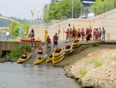 Kayak Pittsburgh rents sea kayaks for use on the Three Rivers Water Trail; photo by Mary Shaw 