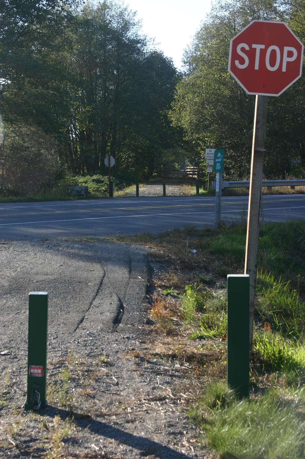 Typical road crossing on Baker River Trail, Skagit County, Washington