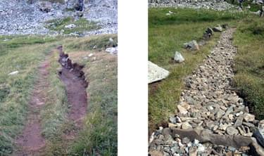 Before and after work to repair erosion gullies