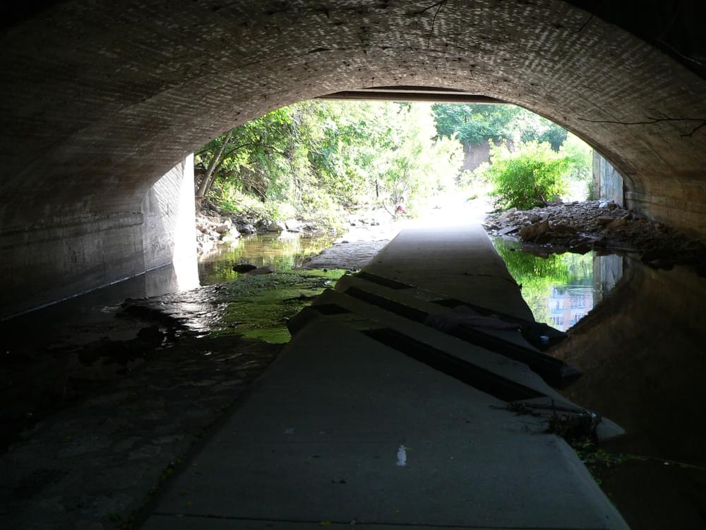 Waller Creek Trail in Austin, Texas is built on a concrete pad in the flood channel