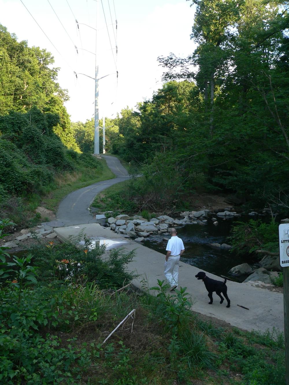 Low water crossing on side trail along Four Mile Run in Arlington, Virginia