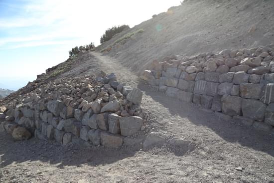 Completed multi-tier wall switchback turn on the Lassen Peak Trail in LassenVolcanic National Park.