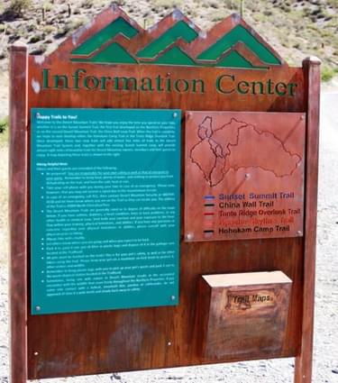 Trailhead information for hikers and bicyclists