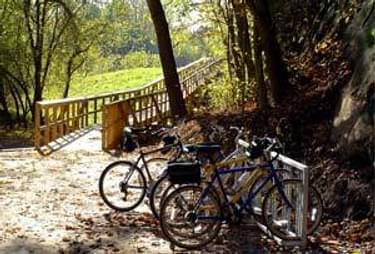 Bike parking at the accessible wood boardwalk