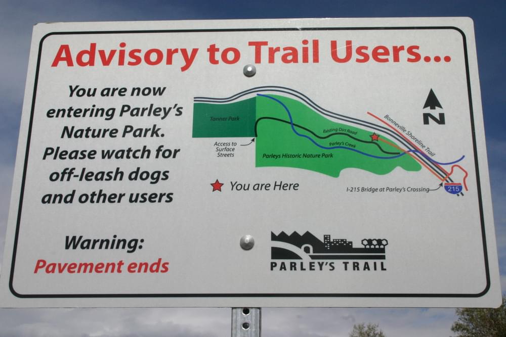 Dogs are allowed off leash and other trail users are warned in Parley's Canyon natural area, Salt Lake City