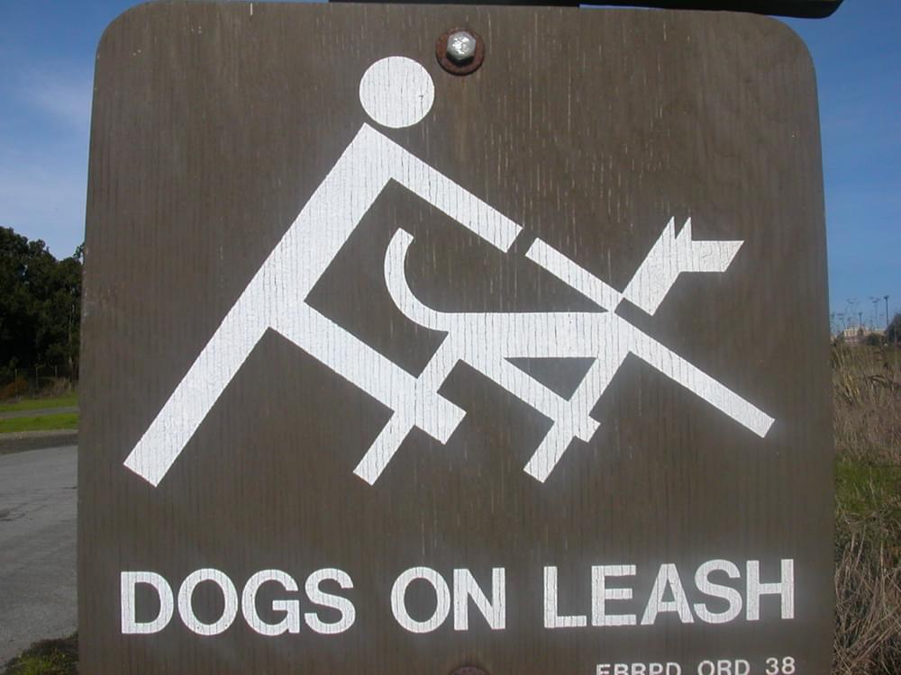 Graphic to emphasize "dogs on leash" at Pinole Point Park, San Francisco East Bay