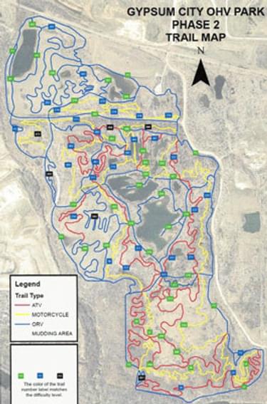 Map showing the extensive network of trails at the Gypsum City OHV Park
