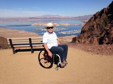 Ed pPice at the Lake Mead Overlook, where the rest stop surfacing was also improved