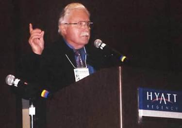 Hulet speaking at the Kodak American Greenways Award in 2003, whenAmerican Trails was selected as a national award recipient