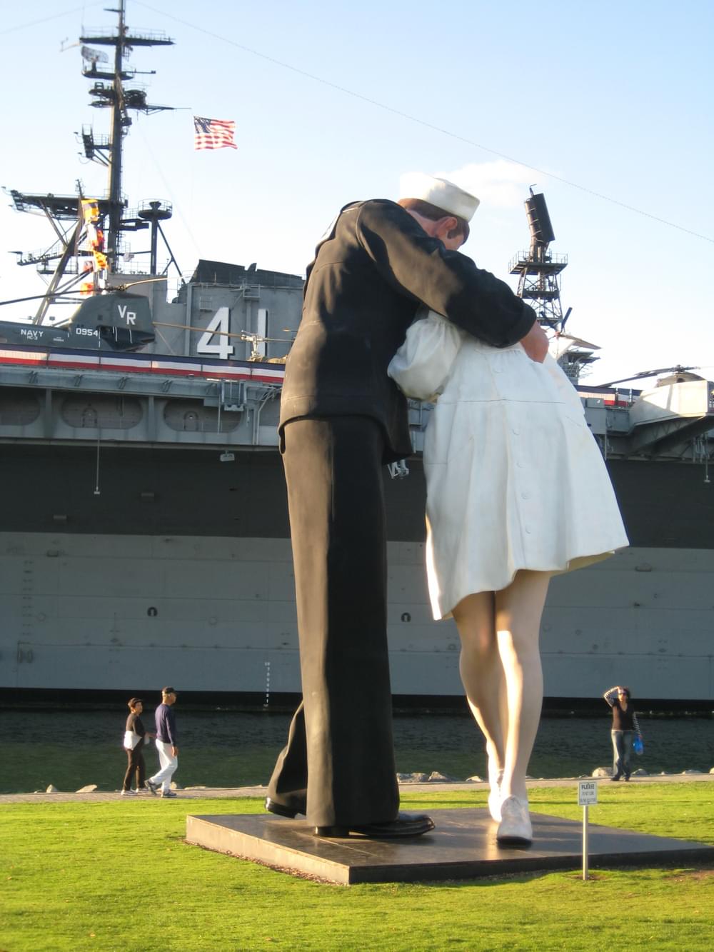Naval sculptures are part of USS San Diego Memorial along San Diego’s Embarcadero trail