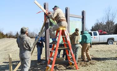 Construction of the Joanna Trail bulletin board in the Frank Russell Equine Friendly Campground