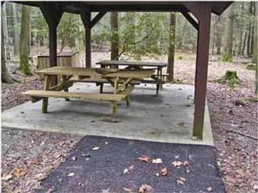 Picnic shelter and tables on the trail