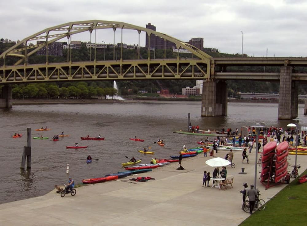 Paddling demo day on the north shore of the Allegheny River -- North Shore section of the Three Rivers Heritage Trail segment of the Great Allegheny Passage
