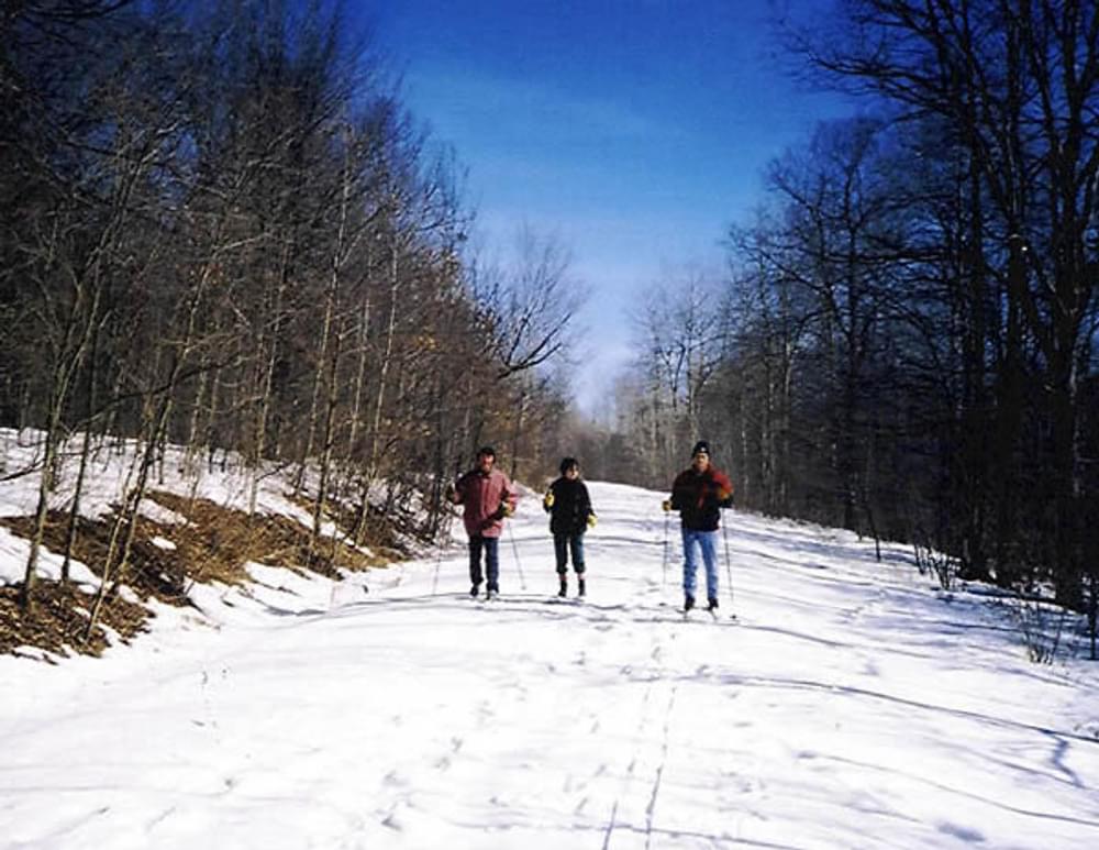Cross-country skiing on the Houtzdale Line Trail, on the Allegheny Plateau of Pennsylvania