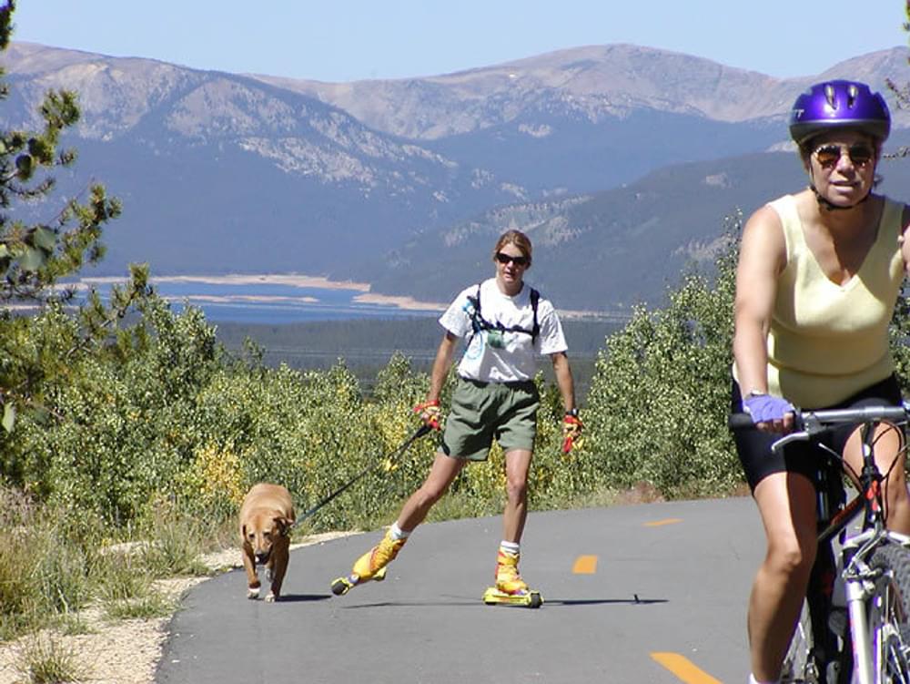 Different ways to work out on the Mineral Belt Trail near Leadville, Colorado