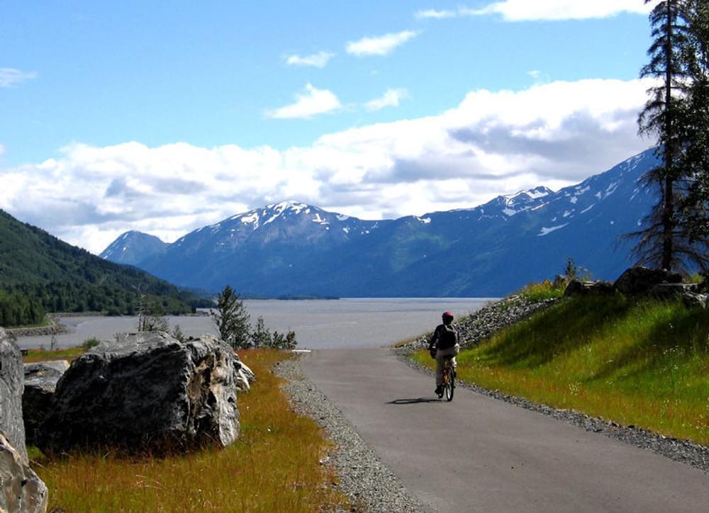 View of the Turnagain Arm from the Bird to Gird Pathway / Indian to Girdwood Trail near Anchorage, Alaska