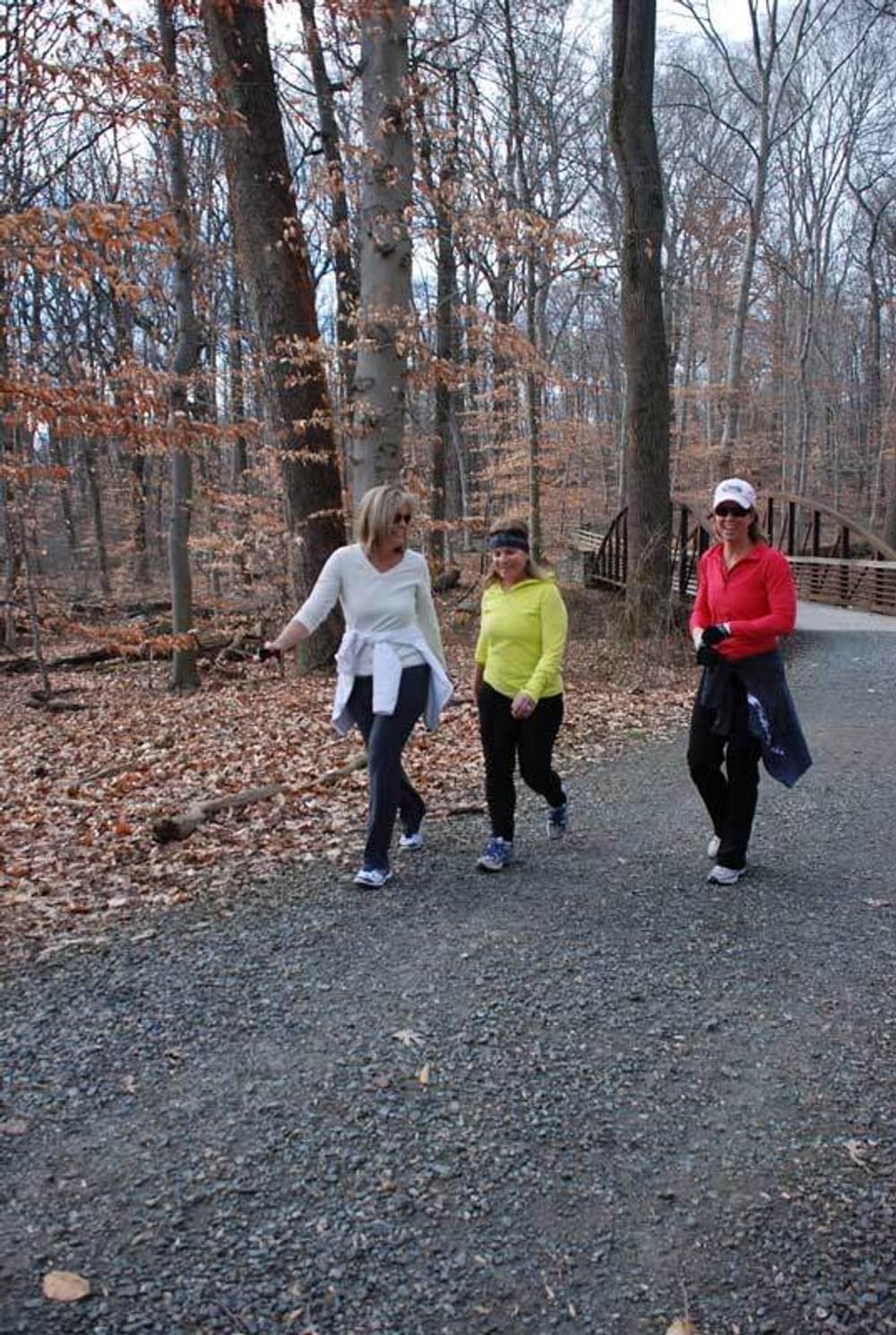  Hikers on the Northern Delaware Greenway Trail in Alapocas Run State Park, Delaware