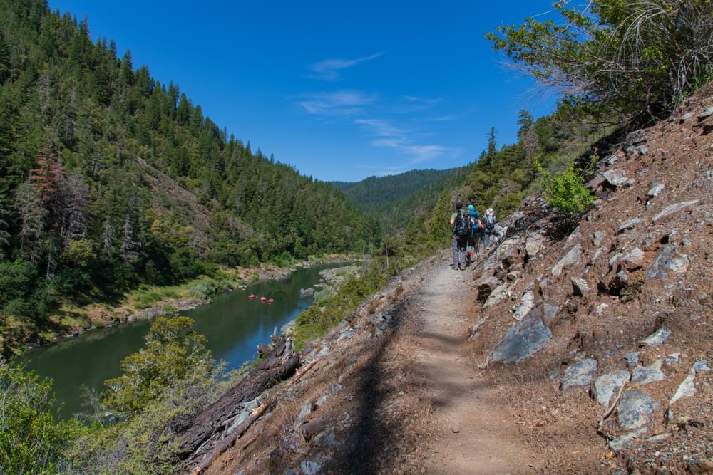 The 40-mile Rogue River National Recreation Trail is popular among backpackers and raftsupported hikers; National Wild and Scenic Rogue River Canyon.