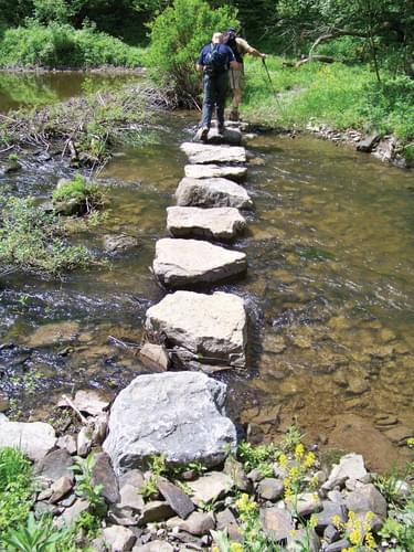 Low-tech stream crossing; photo by Jacqui Wensich