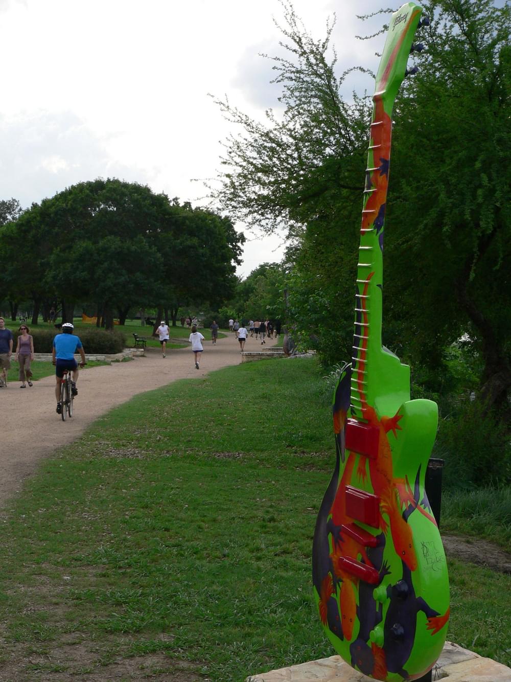 Big guitars along the Town Lake Trail in Austin, Texas; 
