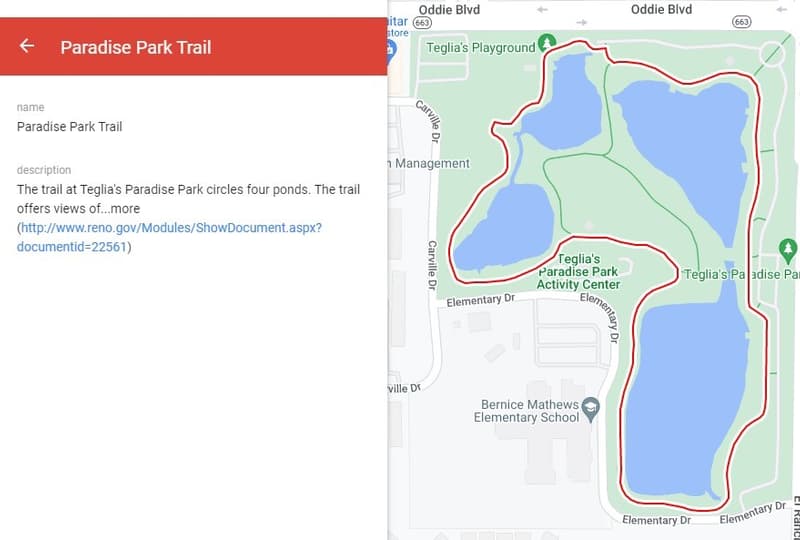 Reno Paradise Park Map