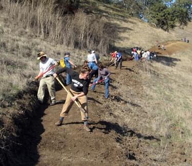Volunteers finishing up the new trail