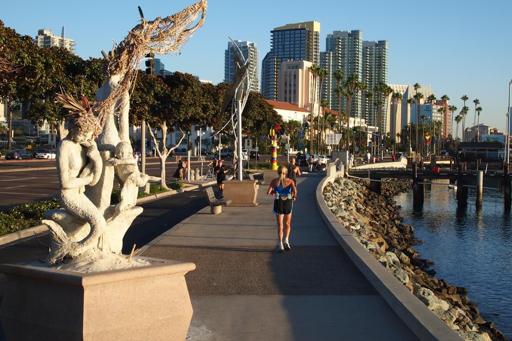 A variety of sculptures are sponsored by the Port of San Diego along the bayfront Embarcadero trail