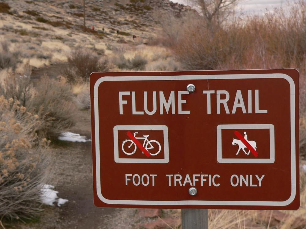 Trail access sign on the Flume Trail near Reno, Nevada