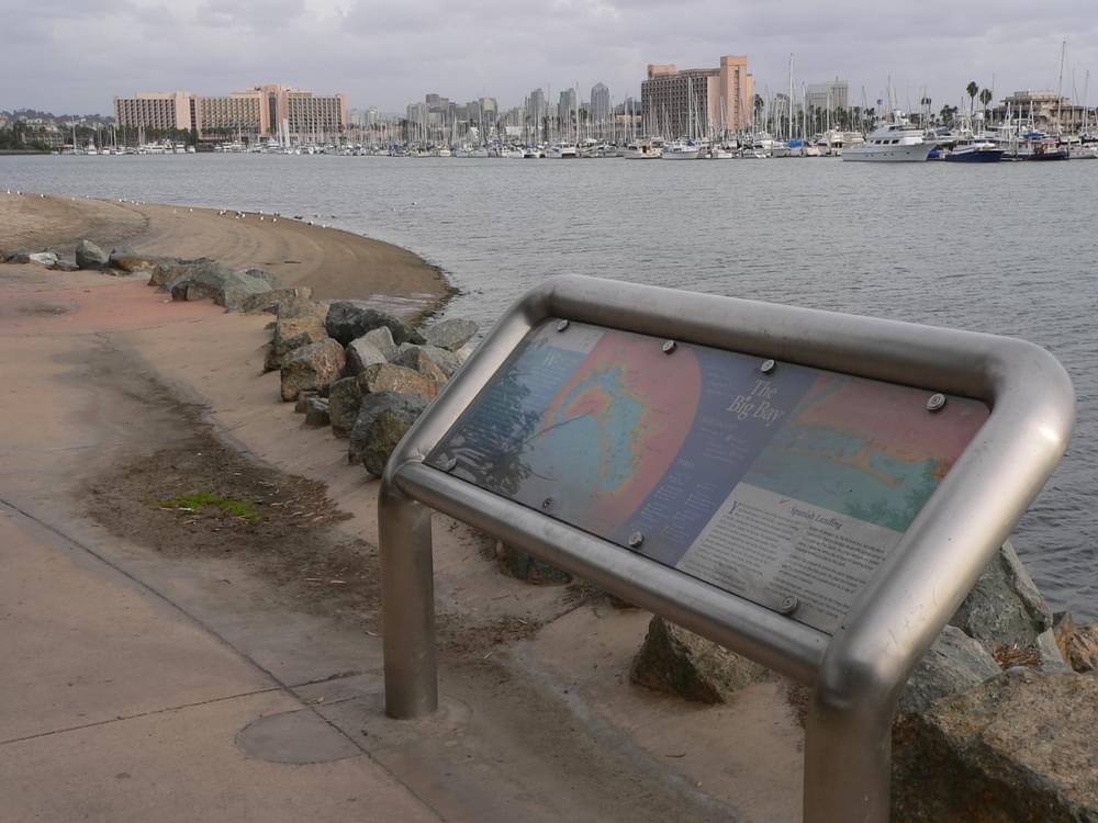 The Big Bay is the topic of this sign along the Harborside Trail; San Diego, California