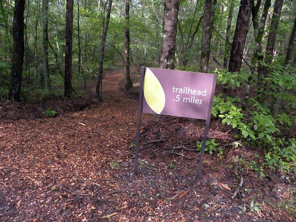 Sign showing distance to trailhead