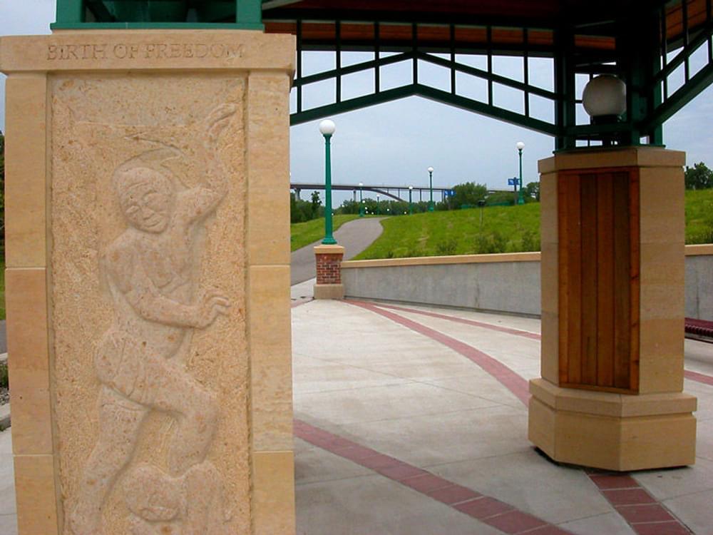 Trailside relief sculptures at Harriet Island Regional Park, Minneapolis, MN