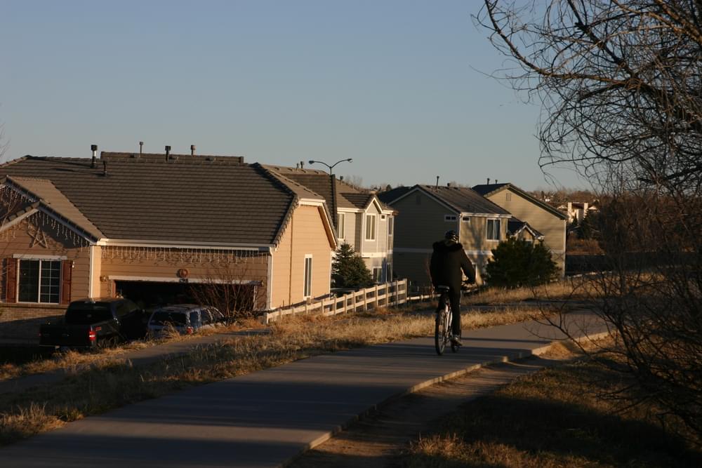 Highline Canal Trail in Aurora, Colorado is lined with development; photo by Stuart Macdonald