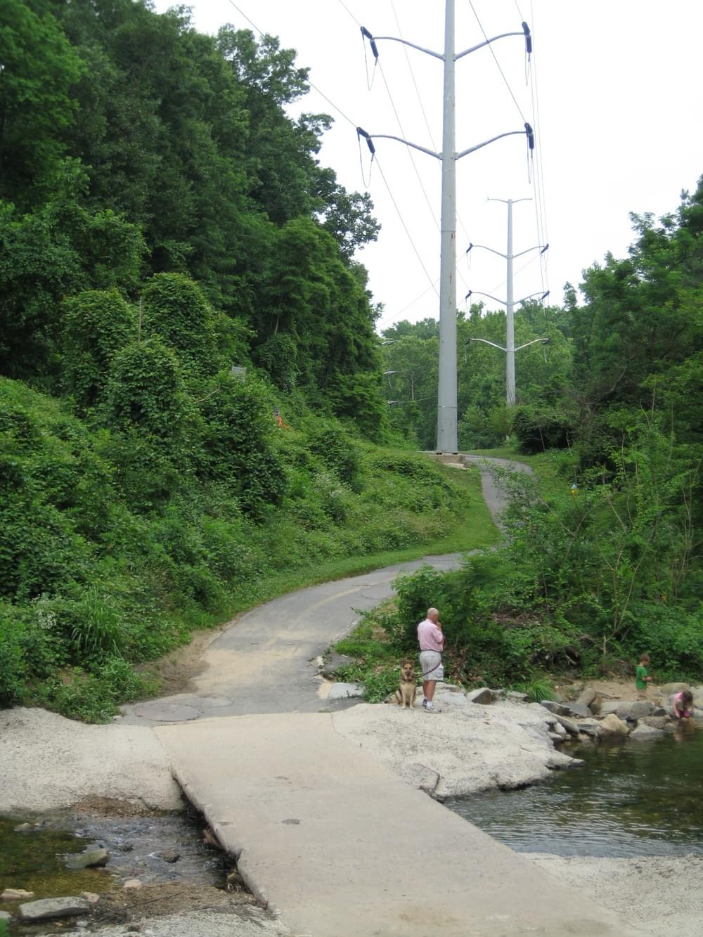 Long Branch Trail at Four Mile Run in Arlington, Virginia is a major power line corridor in the Washington, DC area