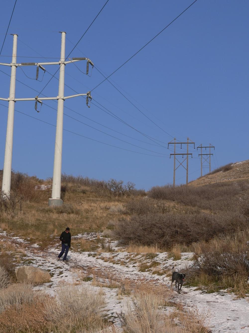 Dirt trail follows transmission lines in Salt Lake City at Parleys Canyon 