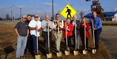 Groundbreaking for new path in 2014, with St. Bernard Parish officials, local bike advocates and Murphy Oil Cy Pres Committee chairman; photo by St. Bernard Parish