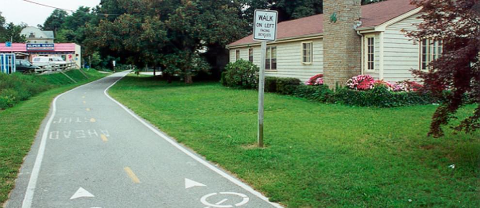 House with trail pavement markings