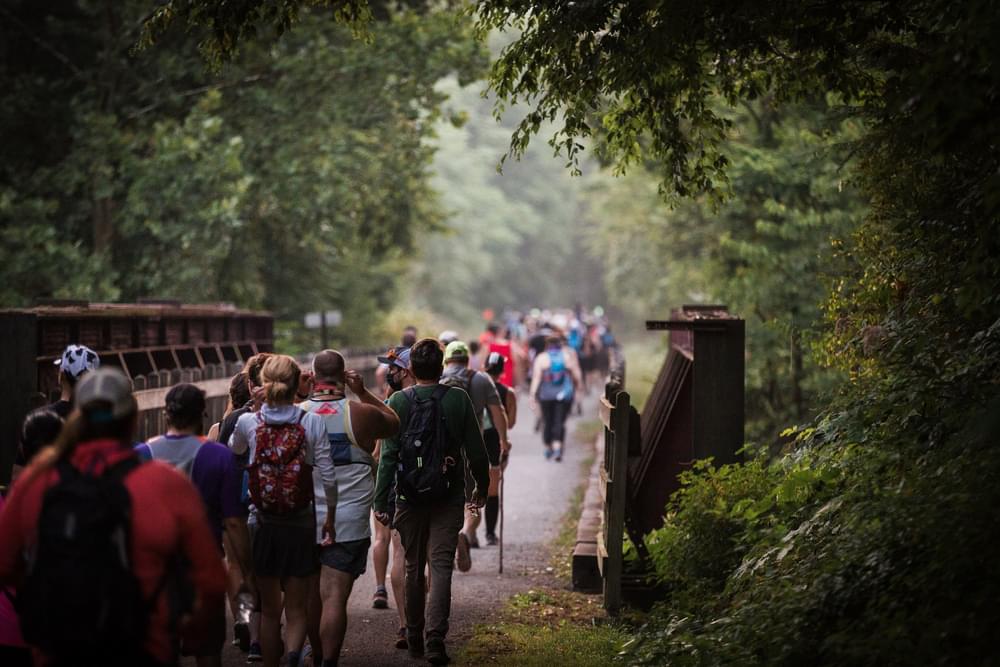Nearly 150 individuals start their journey down the Ghost Town Trail, in hopes of defeating all 32 miles of its length, before sundown.