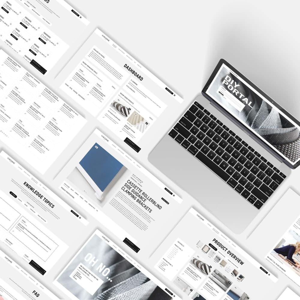 Coulisse DIY Portal Desktop mockups diverse paginas