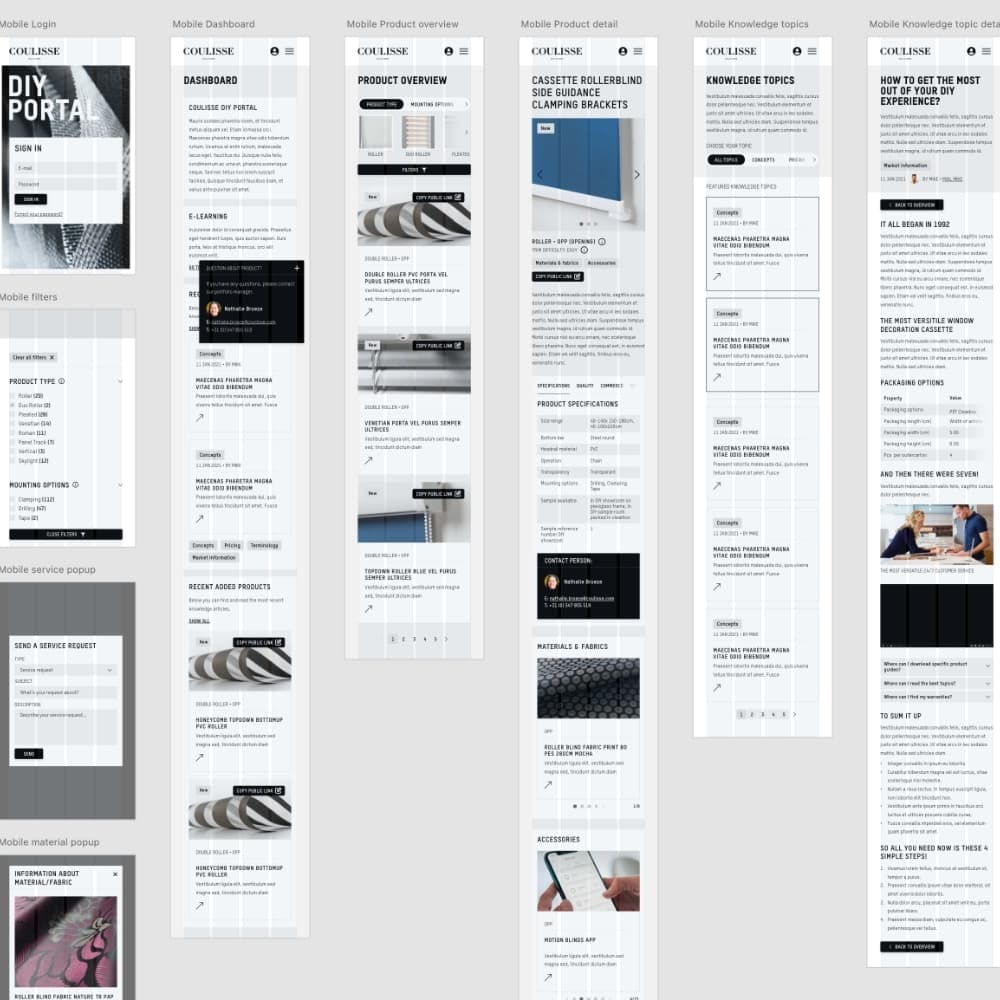Coulisse DIY Portal UX responsive design mobiele paginas