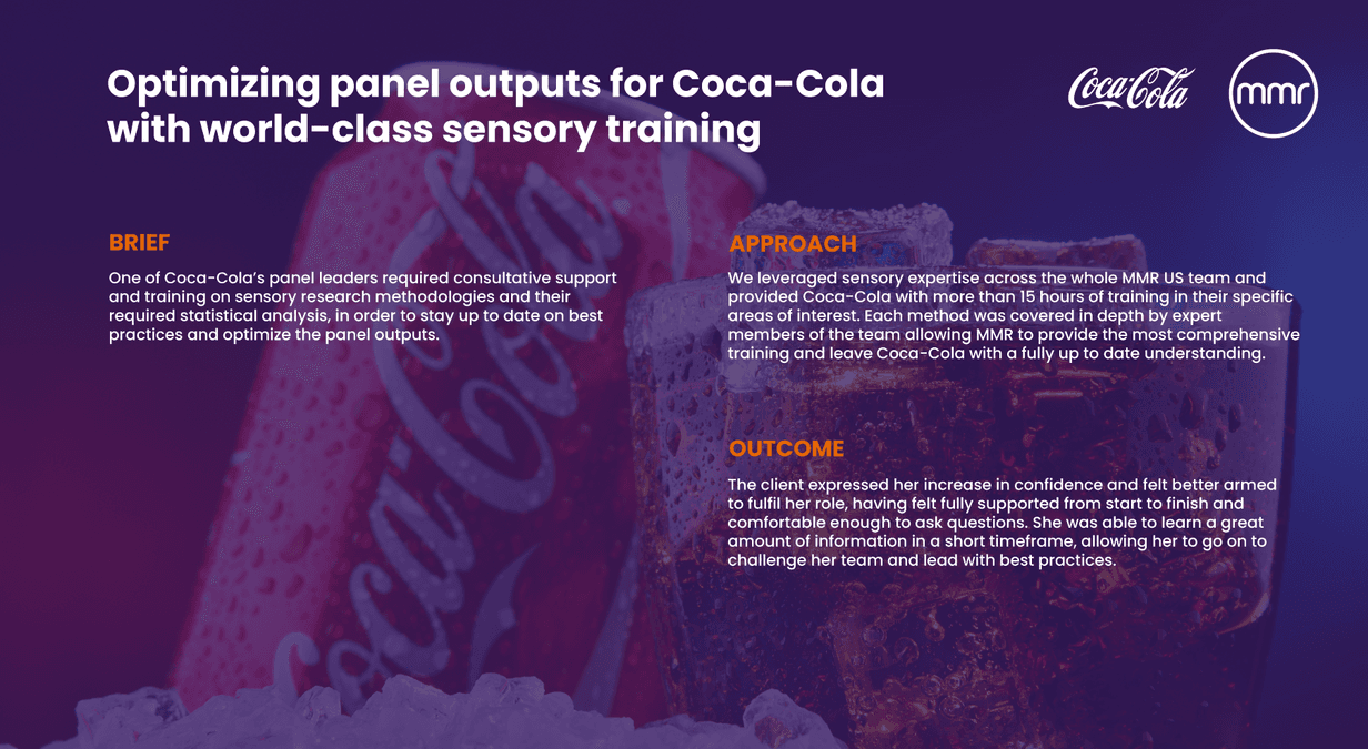 Coca Cola and MMR Case Study Sensory Trained Panels