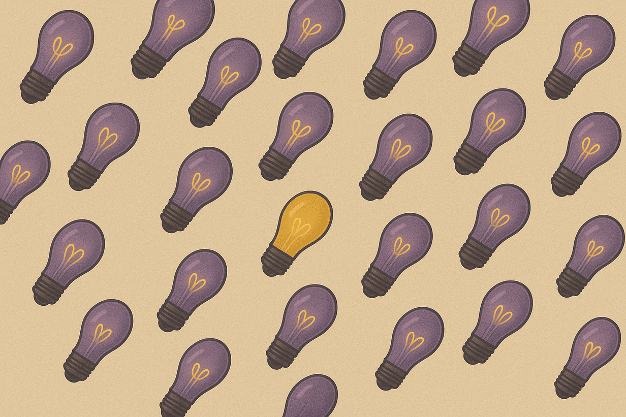 Purple and yellow bulb illustration