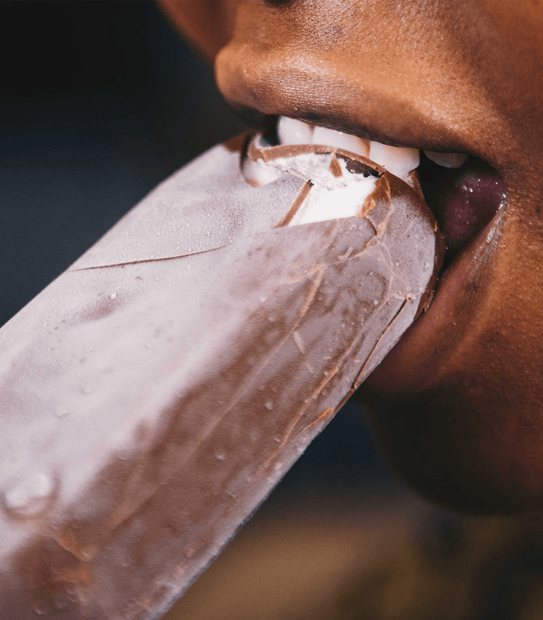 Chocolate icecream bite sensory