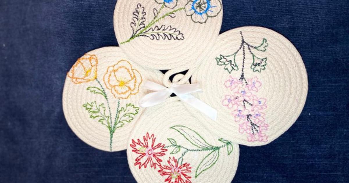 Montavilla Sewing Centers | Machine Embroidered Rope Coasters