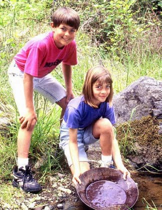 Panning for gold along the Sara Zigler Trail where Gold was first discovered in 1851. Photo by Larry B. Smith.