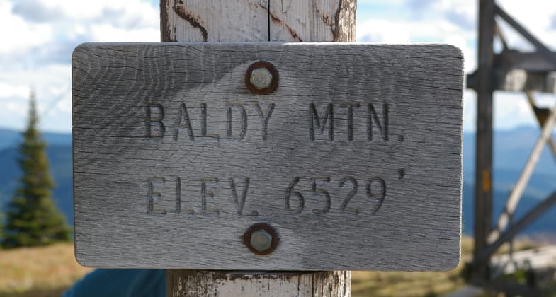 Baldy Mountain Elevation sign. Photo by Wade Moats/USFS.